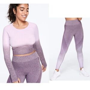 VS Purple Ombre Long Sleeve Crop Top and Leggings Set